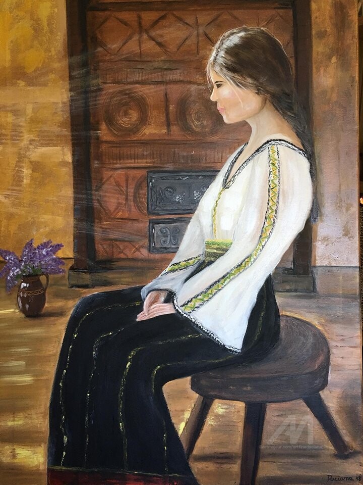 Romanian country girl,(self portrait )