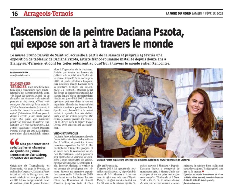 La folle ascension de la peintre Daciana Pszota, qui expose son art à travers le monde BLANGY SUR TERNOISE, Hauts-de-France, France