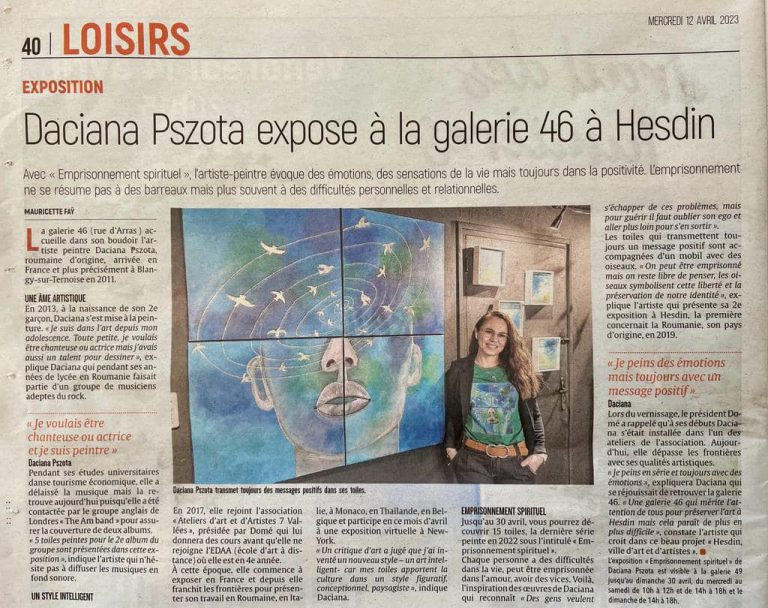 Daciana Pszota expose à la galerie 46 Hesdin, Hauts-de-France, France